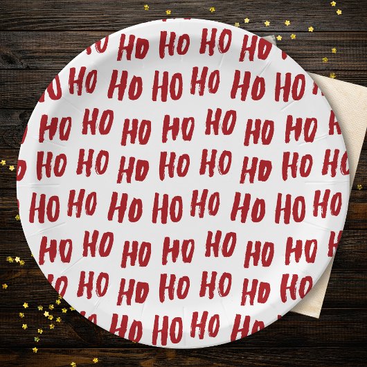 Assiettes En Carton Fun Ho Ho Ho Texte Rouge Fête Motif Noël