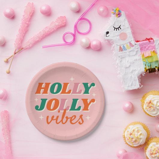 Assiettes En Carton Fun Holly Jolly Vibes Design de Noël (Fête)
