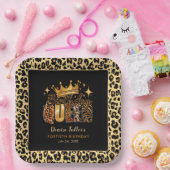 Assiettes En Carton Fun Leopard Anniversaire Reine Quarante Anniversai (Fête)