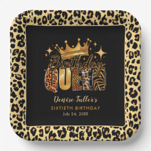 Assiettes En Carton Fun Leopard Anniversaire Reine Soixante Anniversai