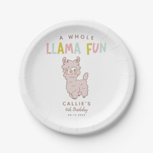 Assiettes En Carton Fun Llama complet Alpaca fête d'anniversaire (Devant)