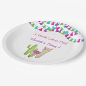 Assiettes En Carton Fun Llama entier rose violet Cactus enfant anniver (Angle)