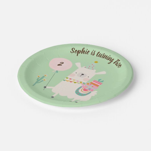 Assiettes En Carton Fun Llama Fun Lime Green fête d'anniversaire (Angle)