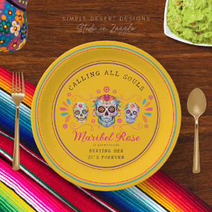 Assiettes En Carton Fun Mexican Day of Dead Sugar Skull Birthday