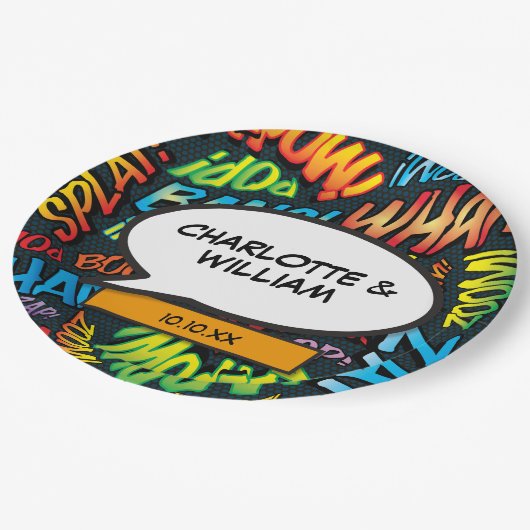 Assiettes En Carton Fun Modern Designer Typographic Combook (Angle)