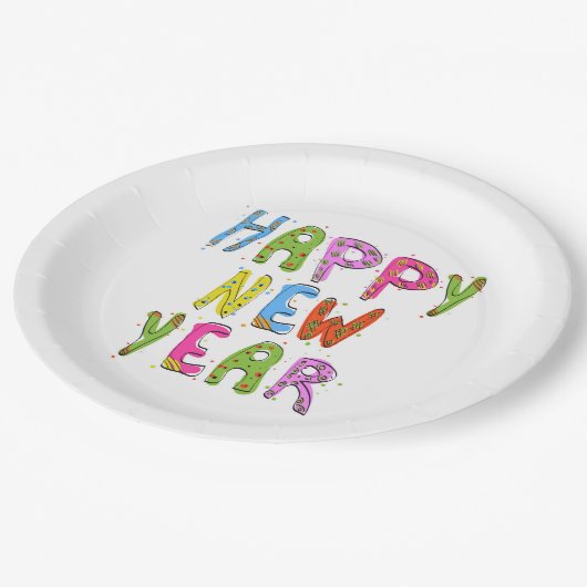 Assiettes En Carton Fun Moderne Bonne Année | Vacances (Angle)