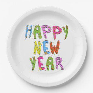 Assiettes En Carton Fun Moderne Bonne Année   Vacances