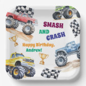 Assiettes En Carton Fun Monster Trucks Birthday Party (Recto)