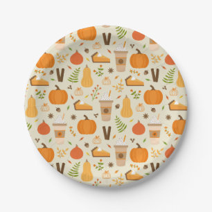 Assiettes En Carton Fun Orange Fall Motif