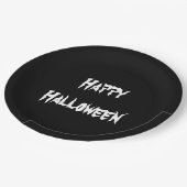 Assiettes En Carton Fun Party Black Happy Halloween Plaque de papier H (Angle)