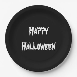 Assiettes En Carton Fun Party Black Happy Halloween Plaque de papier H