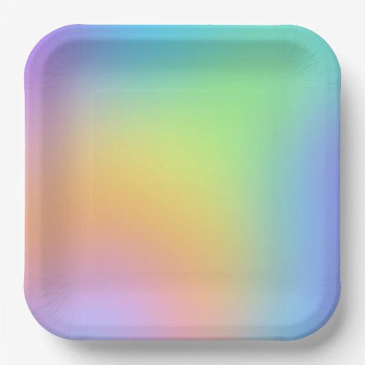 Assiettes En Carton Fun Pastel Rainbow Gradient (Recto)