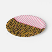 Assiettes En Carton Fun Pink Strips & Tigerprint (Angle)