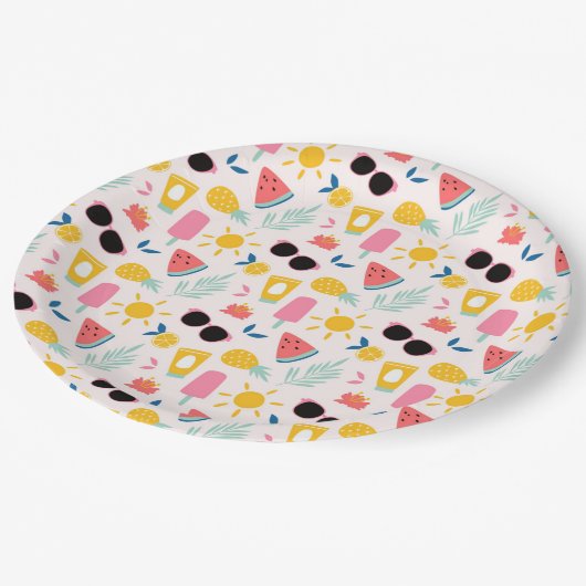 Assiettes En Carton Fun Pool d'été (Angle)
