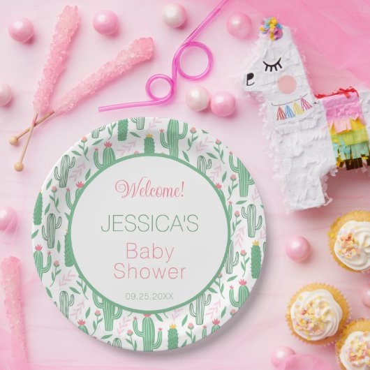 Assiettes En Carton Fun Retro Cactus Succulent Baby shower Floral (Fête)