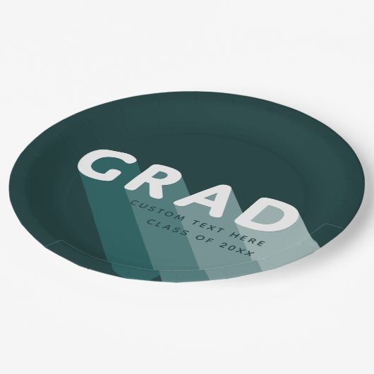 Assiettes En Carton Fun Retro Green White Graduation Party (Angle)