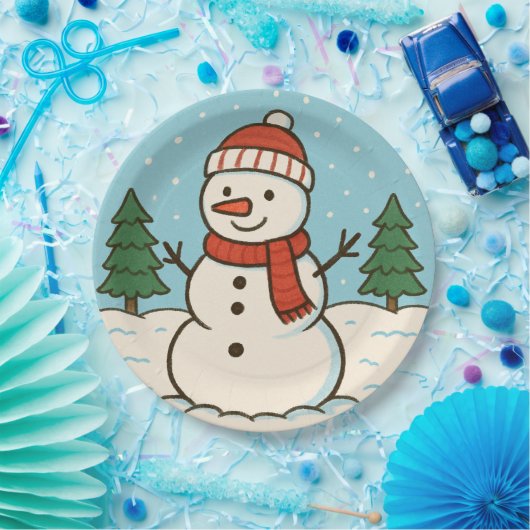 Assiettes En Carton Fun Snowman mignon Noël (Fête)