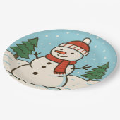 Assiettes En Carton Fun Snowman mignon Noël (Angle)