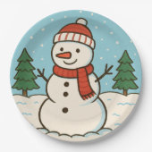 Assiettes En Carton Fun Snowman mignon Noël (Devant)