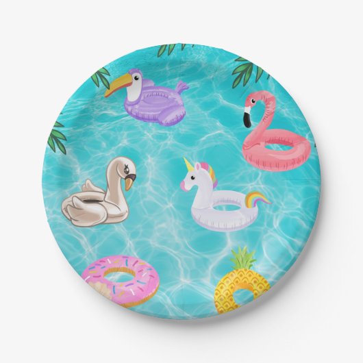 Assiettes En Carton Fun Summer Pool Party (Devant)