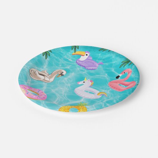 Assiettes En Carton Fun Summer Pool Party (Angle)