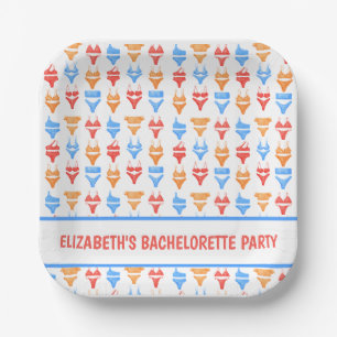 Assiettes En Carton Fun Swimsuit Pool Party Personnalisé Bachelorette