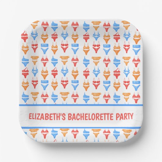Assiettes En Carton Fun Swimsuit Pool Party Personnalisé Bachelorette (Recto)