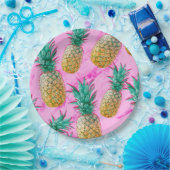 Assiettes En Carton Fun Tropical Ananas & Pink Marble Chic Party (Fête)