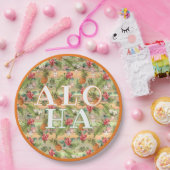 Assiettes En Carton Fun Tropical Pineappy Fruit Floral Stripe Motif (Fête)