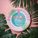 Assiettes En Carton Fun Tropical Pink & Blue Summer Pool Party<br><div class="desc">Un petit déjeuner buffet froid et chaud (en supplément) est servi tous les matins au restaurant entre 7h00 et 10h00. Le design offre une vue panoramique sur la piscine avec une motif carrelée rose moderne et de style rétro. Nous avons typographiquement conçu les lettres du mot "pool" pour ressembler à...</div>