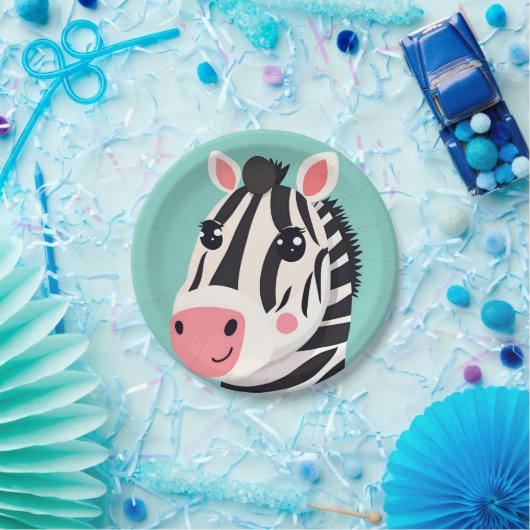 Assiettes En Carton Fun Zebra Face safari jungle sauvage fête d'annive (Fête)