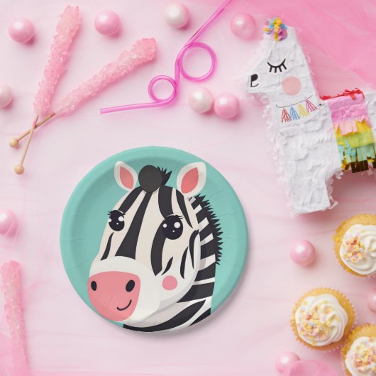 Assiettes En Carton Fun Zebra Face safari jungle sauvage fête d'annive (Fête)
