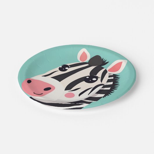 Assiettes En Carton Fun Zebra Face safari jungle sauvage fête d'annive (Angle)