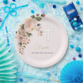 Assiettes En Carton Funérailles Christian Photo Élégant Rose (Fête)