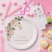 Assiettes En Carton Funérailles Christian Photo Élégant Rose (Fête)