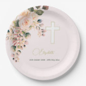 Assiettes En Carton Funérailles Christian Photo Élégant Rose (Devant)