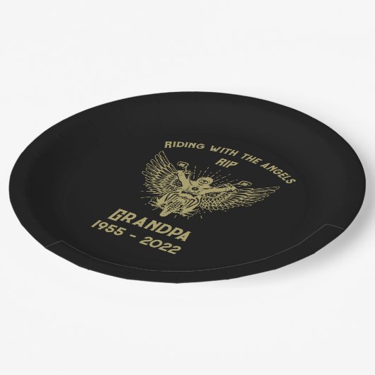 Assiettes En Carton Funérailles de moto en mémoire (Angle)