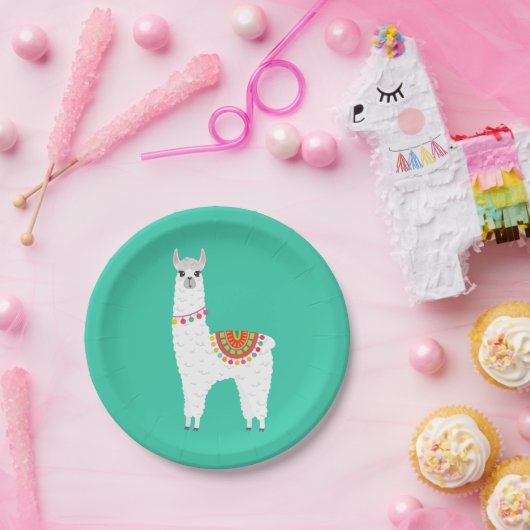 Assiettes En Carton Funky Alpaca llama drame animal mignon (Fête)