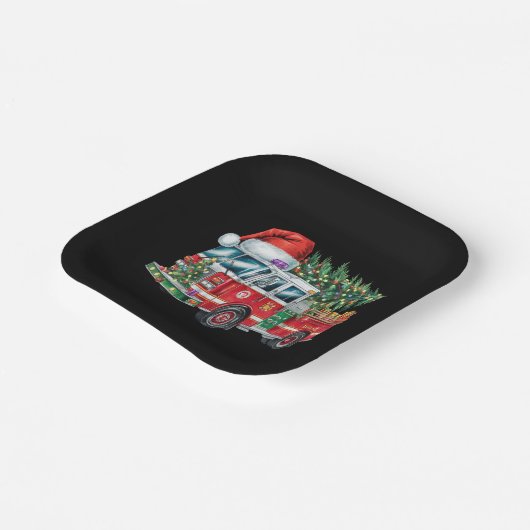 Assiettes En Carton Funky Camion Santa Hat Feux de Noël Lumières (Angulaire)