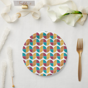 Assiettes En Carton Funky coloré rétro les années 70 Vintage Motif géo