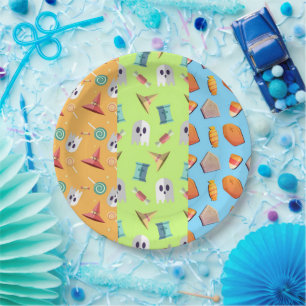 Assiettes En Carton Funky Colorée Halloween Collage Party