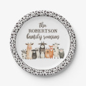 Assiettes En Carton Funky Cow Imprimer Pays Famille Réunion (Devant)