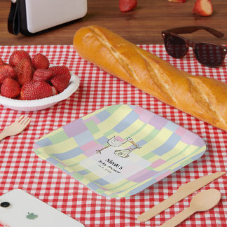 Assiettes En Carton Funky Cubism Handwritten StarkDelivery Baby Shower