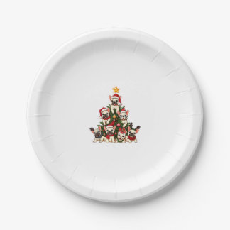 Assiettes En Carton Funky French Bulldog Christmas Tree Snowflakes San