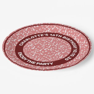 Assiettes En Carton Funky Motif sans couture Abracadabra Blanc sur ros