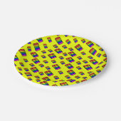 Assiettes En Carton Funky Neon Rainbow Block Motif (Angle)
