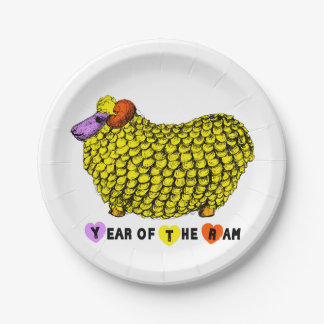 Assiettes En Carton Funky Yellow Ram chinois Année Zodiac Anniversaire