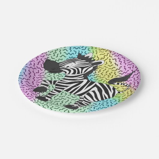 Assiettes En Carton Funky Zebra (Angle)