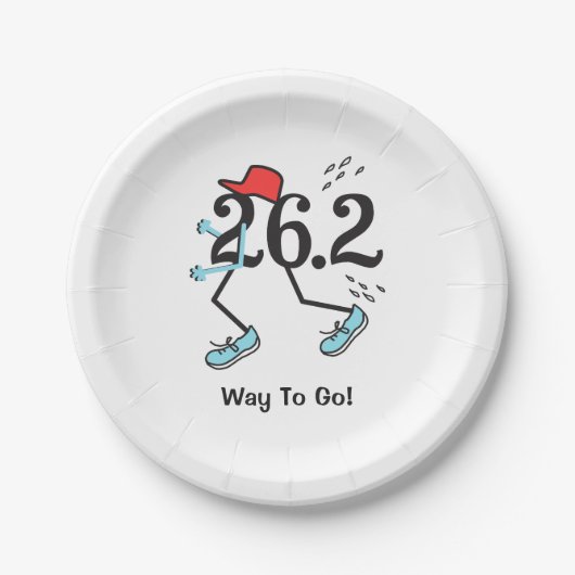 Assiettes En Carton Funny 26.2 Marathoner © Way to Go Marathon Runner (Devant)