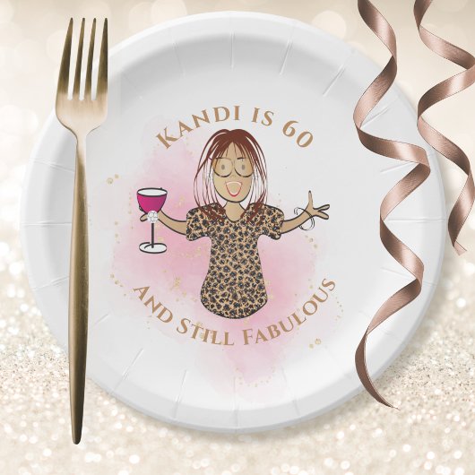 Assiettes En Carton Funny 60e anniversaire Pink Ethnic 60 et Fabulous